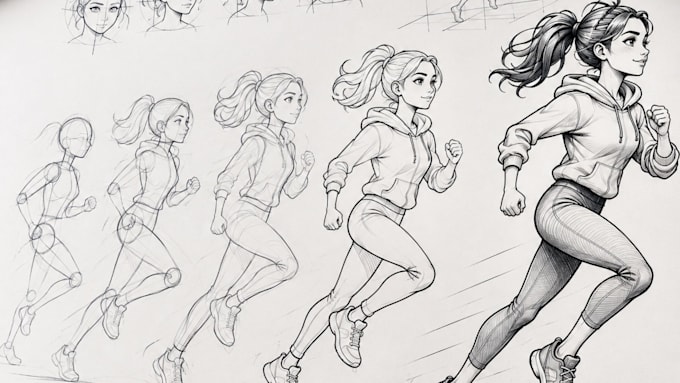 create hand drawn 2d line art animation frame by frame