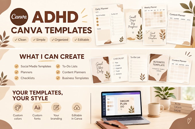 design adhd friendly canva templates for your business