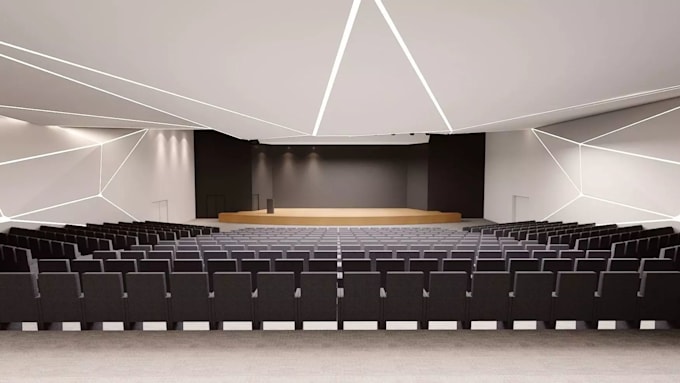 design 3d cgi auditorium, performance hall, concert hall, lecture hall, theater