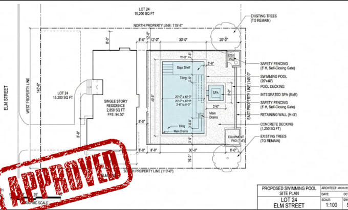 create swimming pool site plan, pool permit drawings and construction plans
