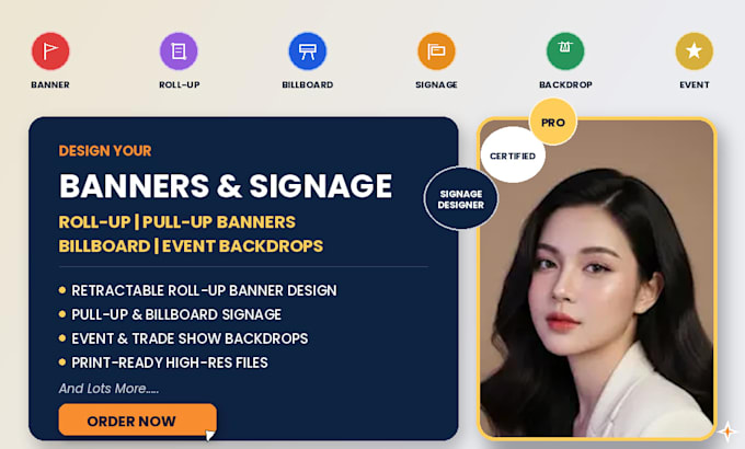 design retractable roll up pull up banner billboard signage backdrop event show