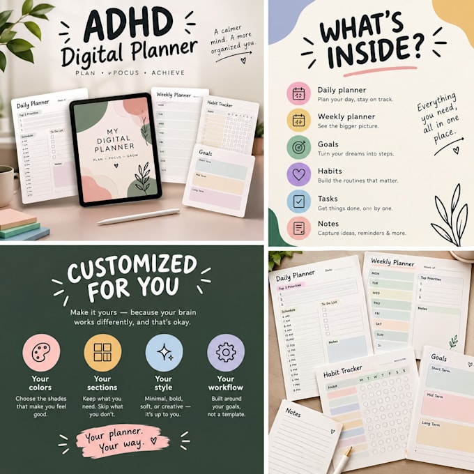 create an adhd friendly digital planner for productivity