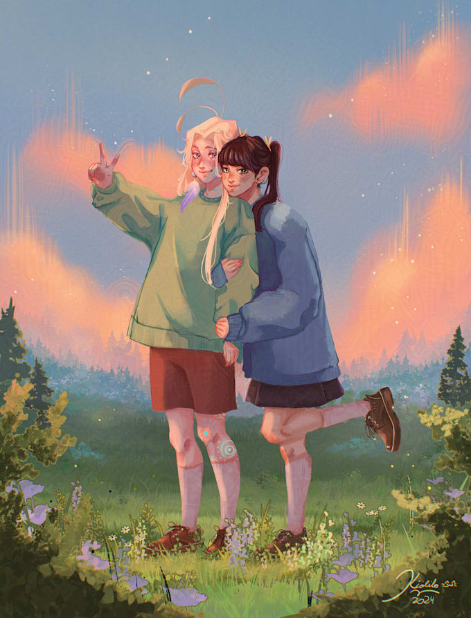 draw whimsical character art, book cover illustrations