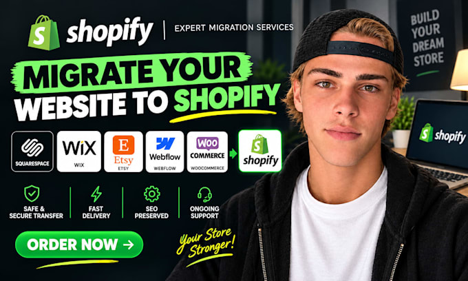 do shopify migration, squarespace, wix, etsy, webflow, woocommerce to shopify