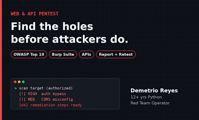 do a web app and api penetration test with a detailed security report