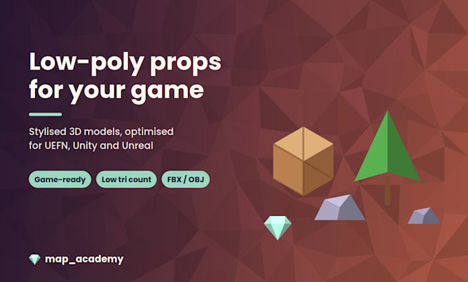 create stylised low poly 3d game assets and props