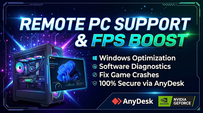 optimize windows, fix software errors and improve gaming fps via anydesk