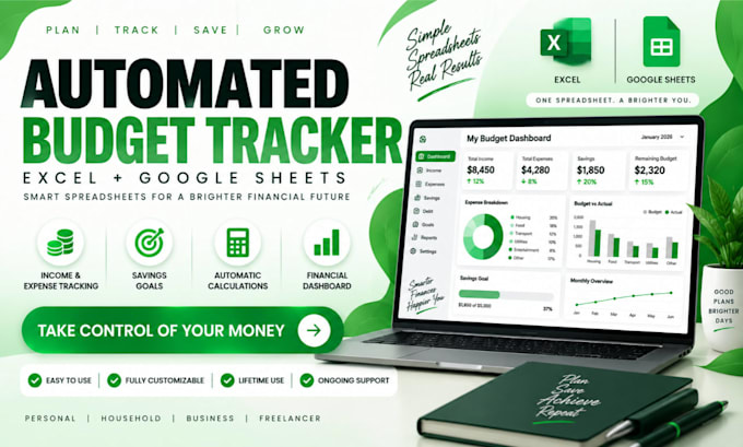 create automated budget spreadsheet in excel or google sheets