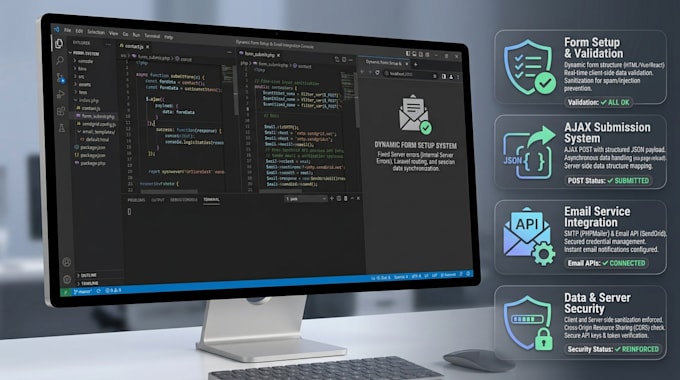 form setup, ajax submissions and email integration