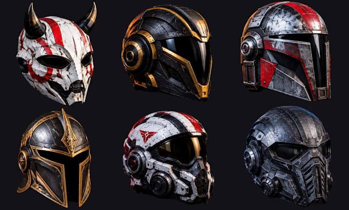 3d print, paint and weather custom masks, helmets and cosplay props for cosplay