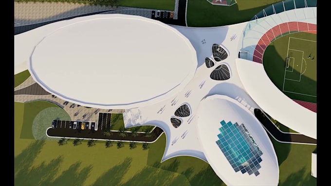 do 3d stadium animation, 3d model, football stadium design, sports visualization