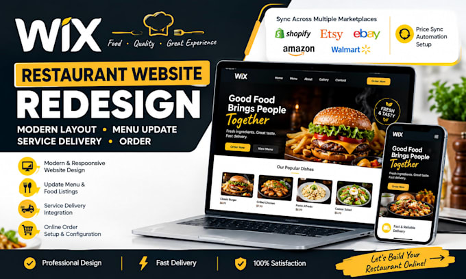 wix restaurant website redesign modern layout menu update service delivery order