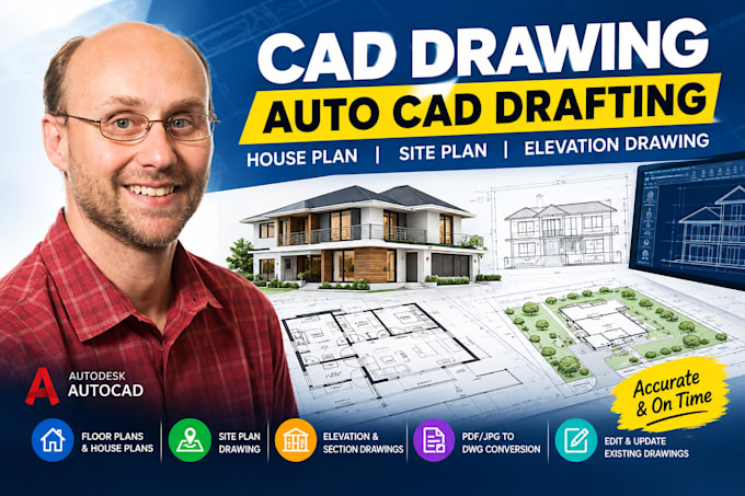 redraw cad drawing drafting autocad file house plans site plan drawing elevation