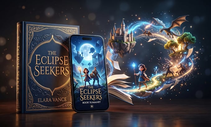 create an animated 3d book summary video for social media