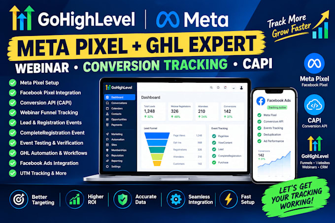 setup meta pixel fb conversion for gohighlevel webinar ghl