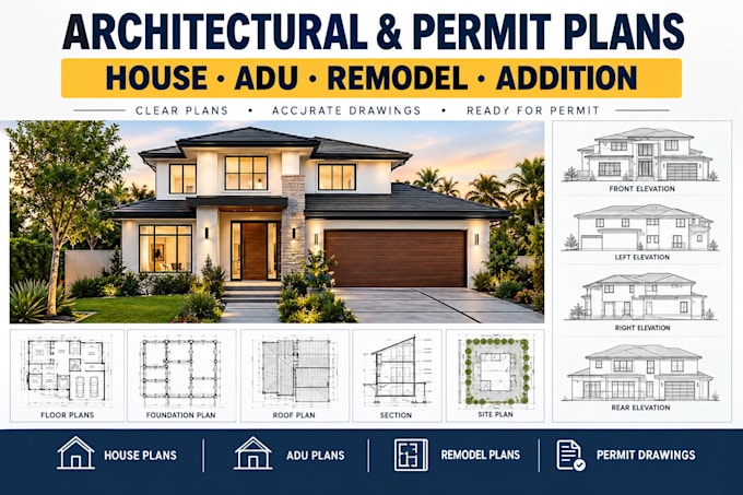 architectural permit plans adu house plans civil permit mep design tx fl ca