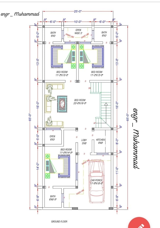 draw 2d floor plan, house plan, autocad drafting
