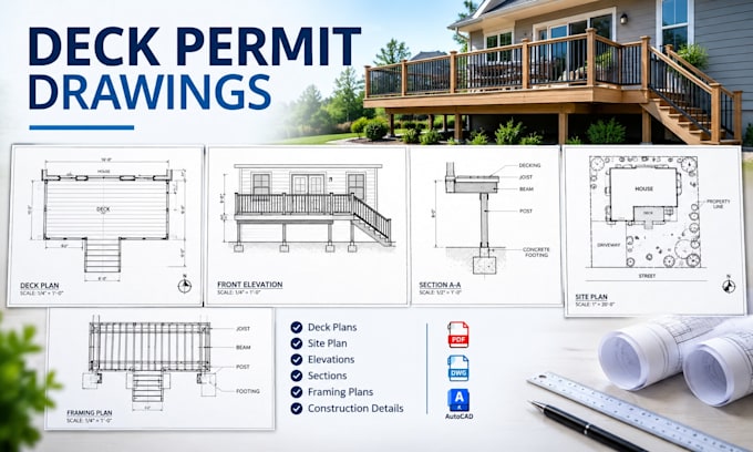 create deck permit drawings, deck plans and city permit blueprints