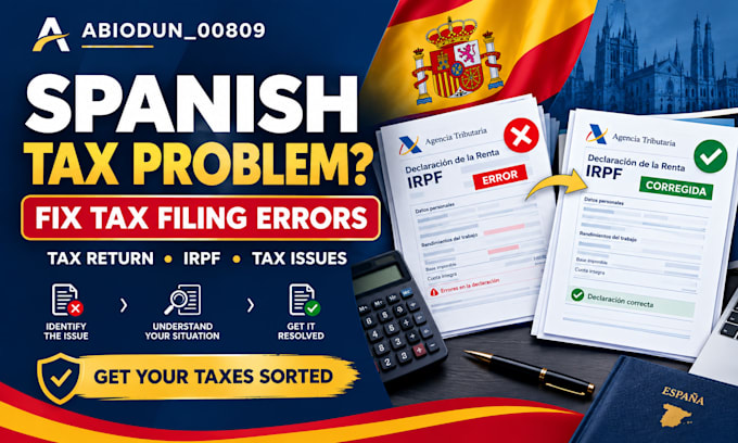 fix spanish tax filing errors, tax issues and spain tax return problems
