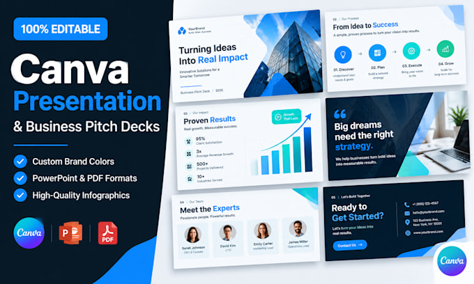 design editable canva presentation slides and pitch decks