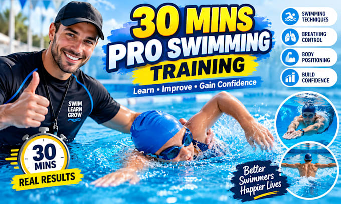 teach you 30 mins pro swimming training