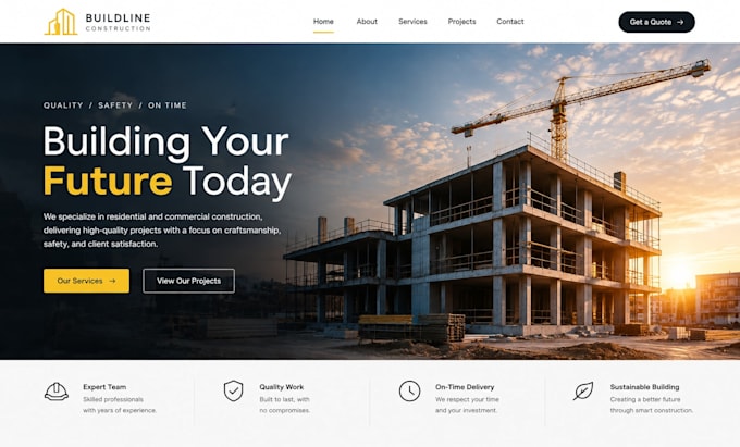 design squarespace construction website contractor building contruction service
