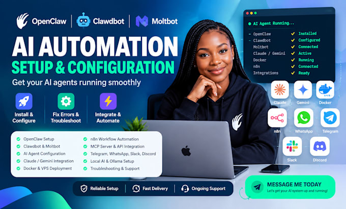 setup open claw clawdbot setup moltbot ai automation and n8n automation