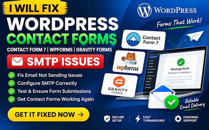 fix wordpress contact form 7, wpforms, gravity forms SMTP issues