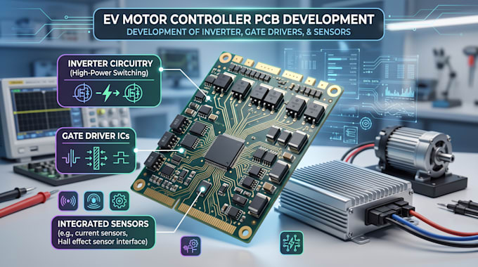 develop electric vehicle motor controller pcb with inverter, gate driver, sensor