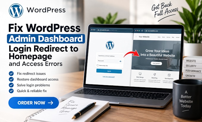 fix wordpress admin dashboard login redirect to homepage and access errors