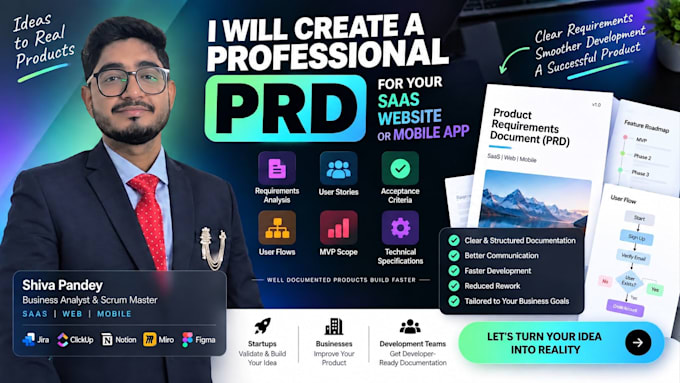 create a professional prd for your ai saas, website or mobile app