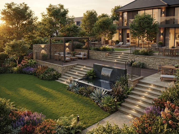 do landscape design realistic render in lumion