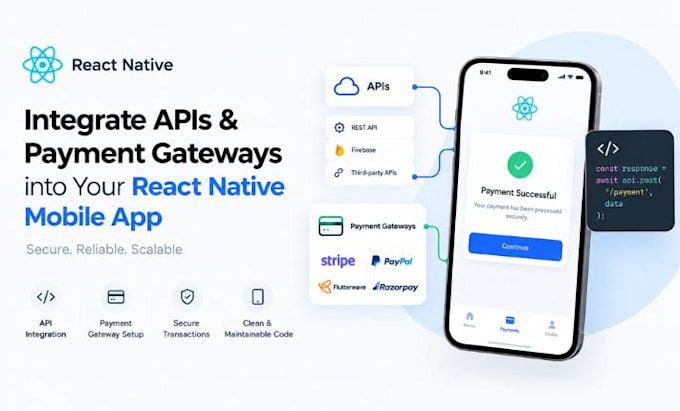 integrate apis and payment gateways into react native mobile app development