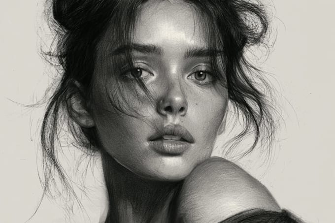 draw a custom pencil charcoal portrait illustration
