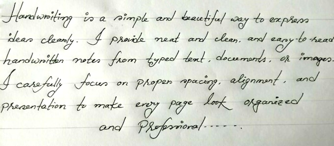do neat and clear handwritten notes, letters and documents