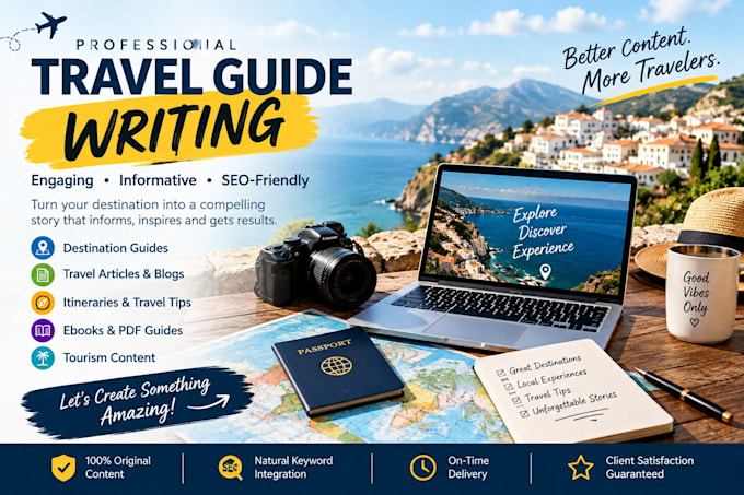 write SEO travel guides, destination articles, blogs and ebooks