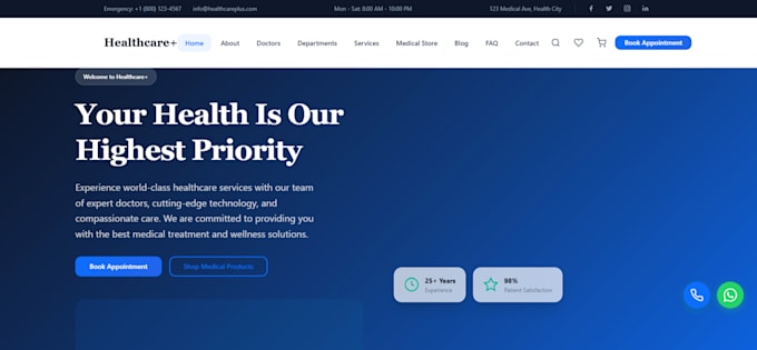 design a modern healthcare clinic website