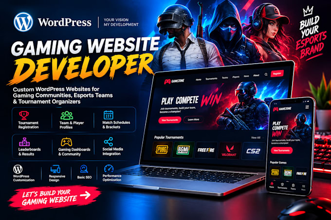 create a gaming tournament website