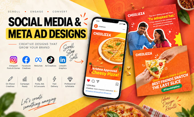 design instagram posts, facebook ads and meta ad creatives