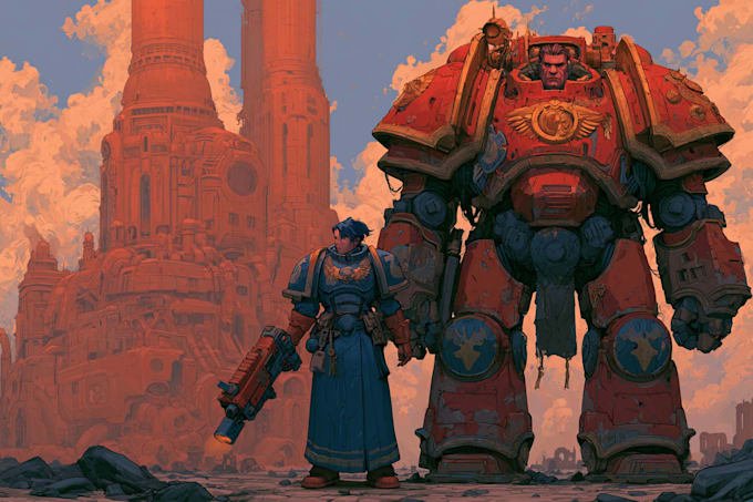 illustrate a warhammer 40k character art