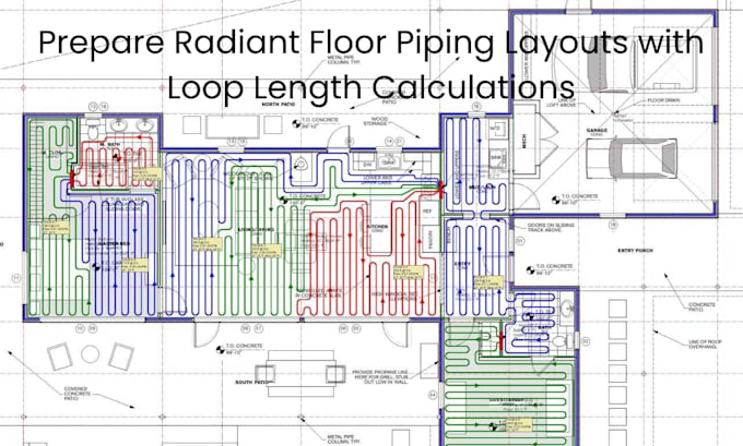 prepare radiant floor piping layouts with loop length calculations