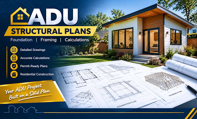design adu structural plans, foundation plan, framing plan and calculations
