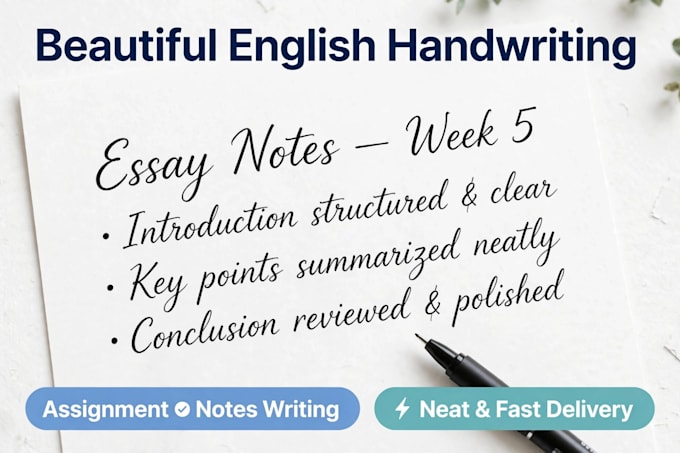 write your assignment and notes in beautiful english writing