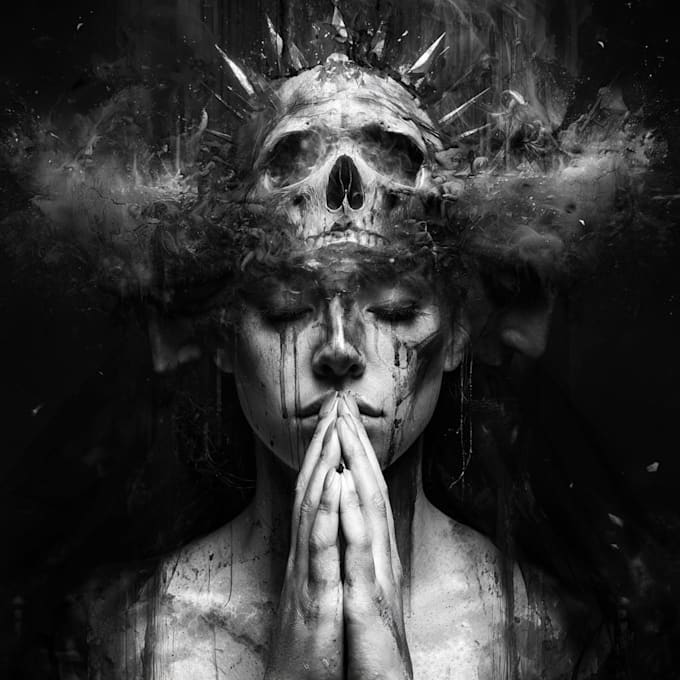 do awesome artwork for dark art, horror creepy illustration