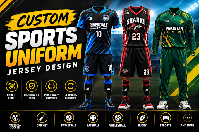 design custom sports uniform, jersey and team kit