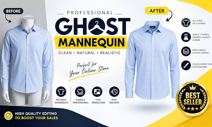 do professional ghost mannequin photo editing for clothing
