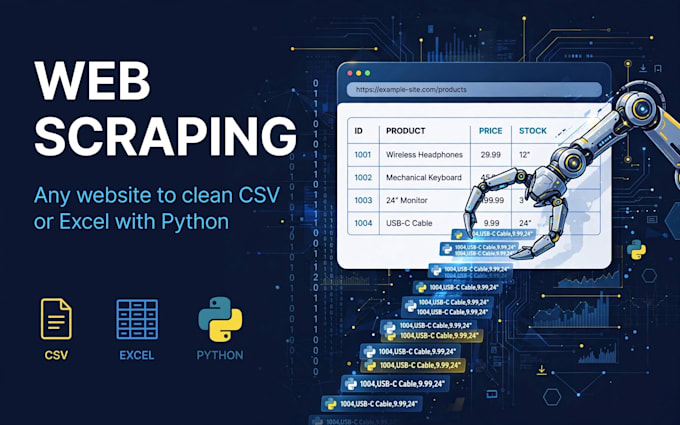 scrape data from any website into csv or excel with python