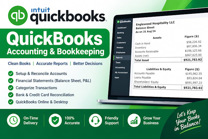 organize, reconcile and maintain your qbo bookkeeping