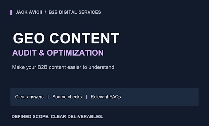 audit and optimize your b2b content for GEO and ai search