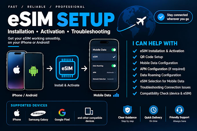 help you install, activate and configure your esim